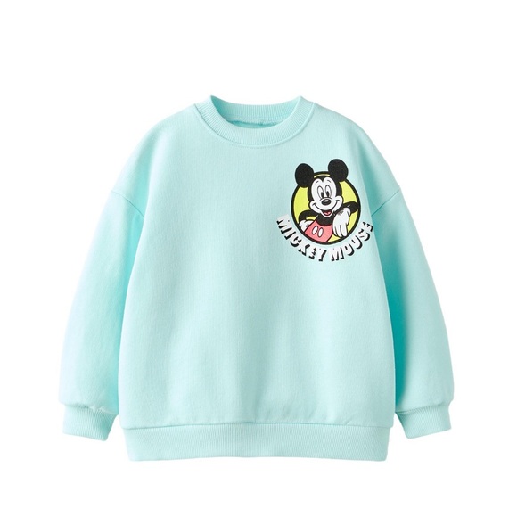Zara Kids Mickey Mouse Sweatshirt - Mint Green - Picture 2 of 3